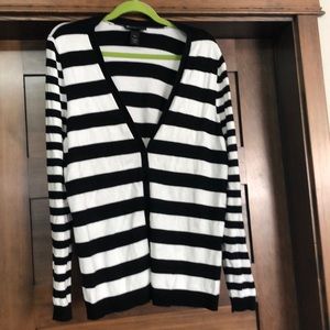 Black stripe check sweater